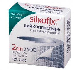 Пластырь, Silkofix (Силкофикс) р. 2смх500см №1 на тканевой основе